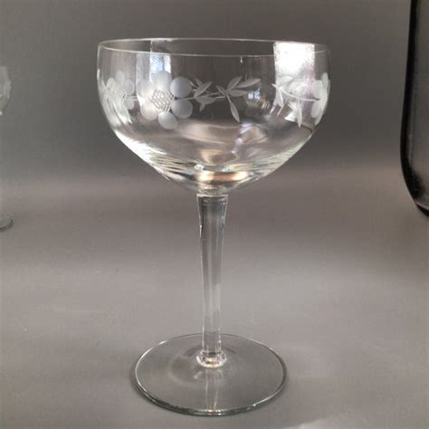 vintage floral etched crystal champagne glasses set of 6 chairish