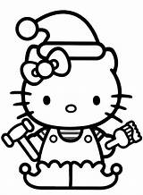 Kitty Hello Christmas Hat Coloring Santa Pages Paper Cutest Doll Ll Even Ever She Has sketch template