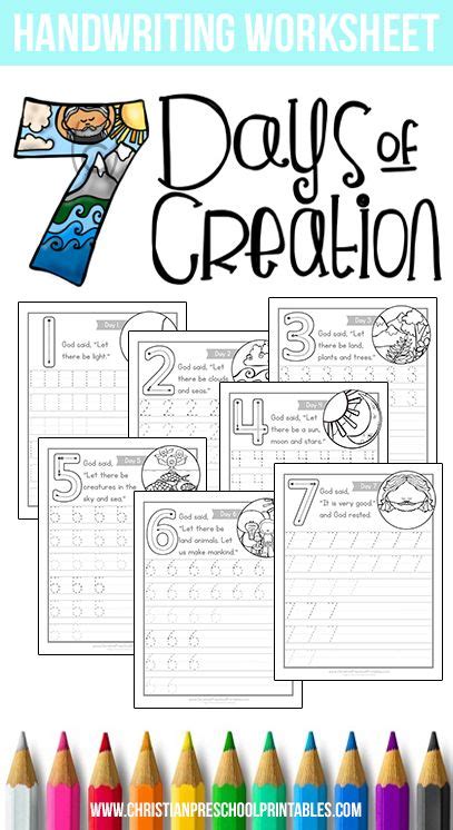 days  creation worksheets creation bible lessons christian
