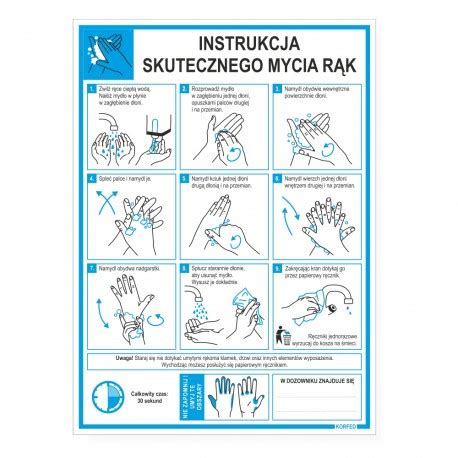 tablica plastikowa  instrukcja skutecznego mycia rak