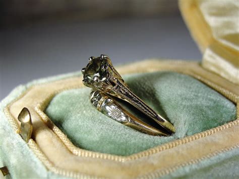 Victorian Bridal Ring Set Tourmaline Engagement Ring Victorian Flower