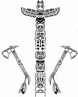Totem Tomahawk Poles Coloring4free Pngwing W7 sketch template