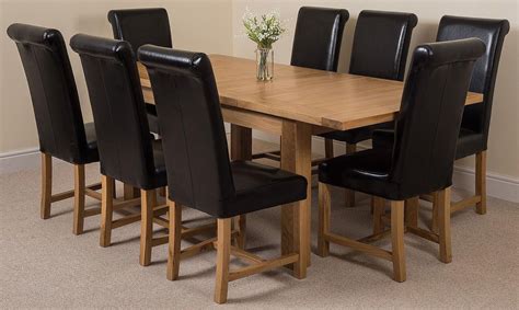 seattle extending oak dining table   black lola dining chairs