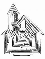 Church Catholic Igreja Labirinto Maze Mazes Labyrinths Colorir Tudodesenhos Imprimir Crafts sketch template