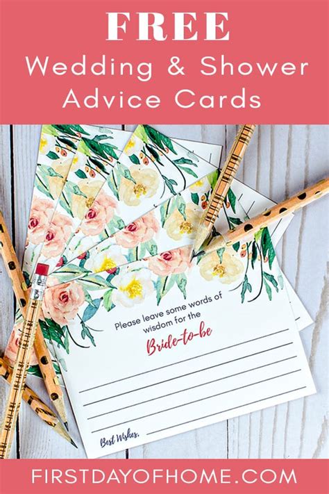 printable wedding advice cards instant   day