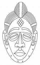 Coloring African Mask Popular sketch template