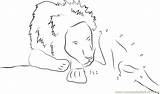 Lion Dots Connect Sleeping Dot sketch template