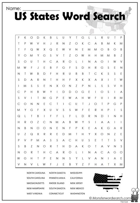 states word search monster word search