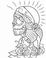 Muertos Caveira Cigana Desenhos Colorir Skulls Tudodesenhos Supercoloring Calavera sketch template