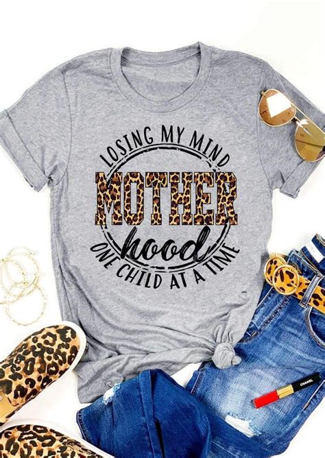 Mother Hood Leopard Printed Splicing Tee T Shirt Cute Shirt Designs