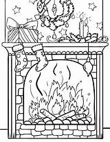 Coloring Pages Fireplace Christmas Adult Sheets Printable Colouring Coloringcafe Blank Holiday Book Glass Engraving Winter Scenery sketch template