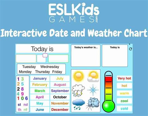 date  weather interactive chart esl kids games