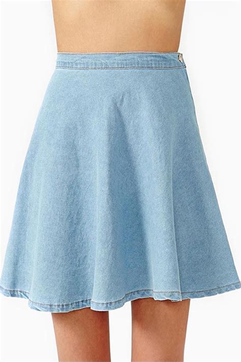 Light Blue Flared Denim Skirts 007742 Skirts Maxi Skirt Pencil Skirt