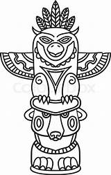 Totem Pole Coloring Drawing Pages Bear Sketch Poles Template American Tribal Drawings Vector Native Clip Paintingvalley Printable Templates African Doodle sketch template