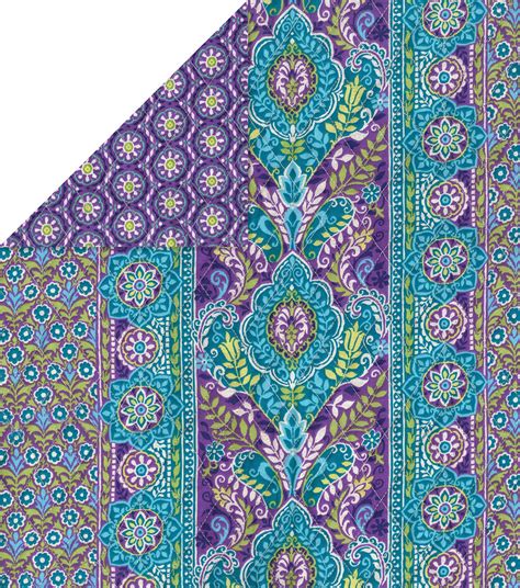 double faced quilt fabric purple stripe medallion joann