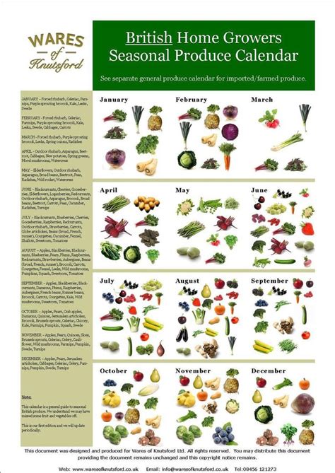 downloadable british produce seasonal calendar vegetable garden
