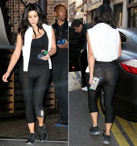 Kim Kardashian Flashes Butt In See Through Leggings