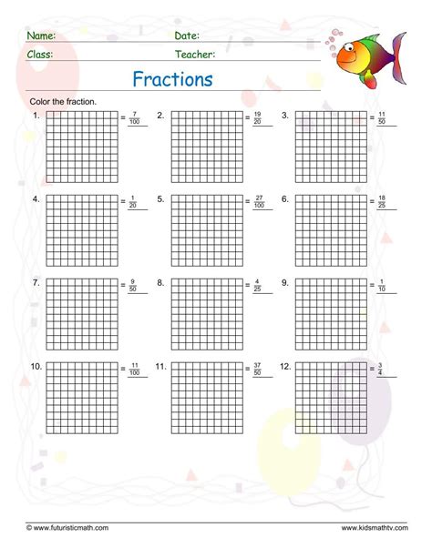 fraction worksheets  downloads math zone  kids
