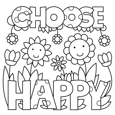 choose happy coloring page printable coloring pages quote coloring