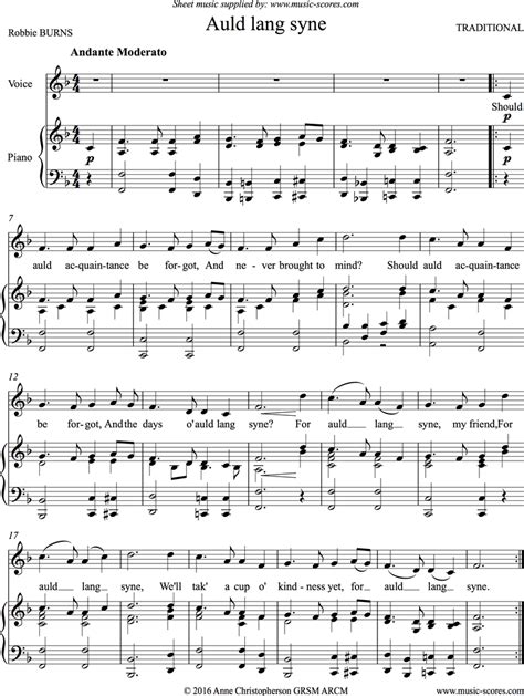traditional auld lang syne classical sheet
