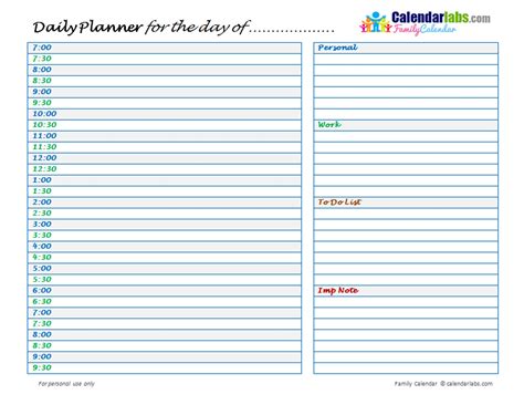 daily planner template  printable templates printable