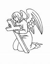 Angel Printable Coloring Pages Cross Holding Angels Baby Kids Print Male Color Adults Drawing Sheets Fantasy Getcolorings Clipart Mandala Gif sketch template