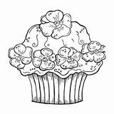 Coloring Pages Large Print Adults Cupcake Birthday Happy Printable Colouring Books Kids Adult Getcolorings Getdrawings Color sketch template