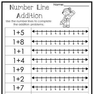 printable addition worksheets numbers   preschool st etsy