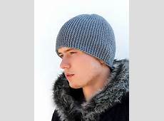 Grey Warm Mens' Knitted Hat, Winter hat, Men's Knit Hat, Slouchy