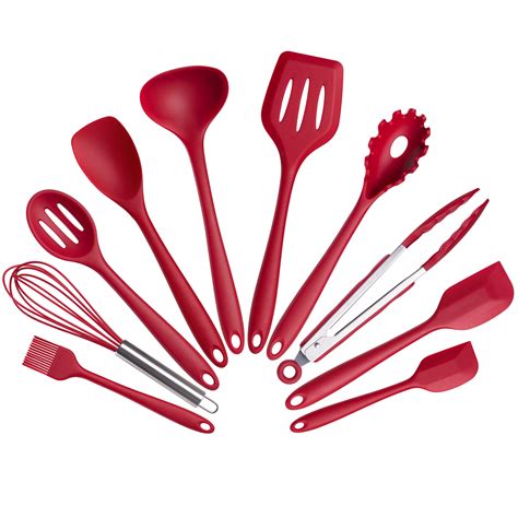 mainstays  piece silicone kitchen utensil set red walmartcom