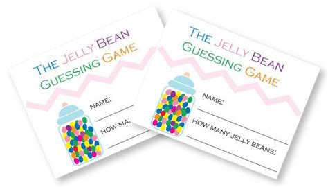 printable jelly bean guessing game cards baby shower pinterest
