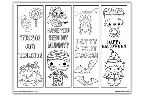 halloween bookmarks coloring pages