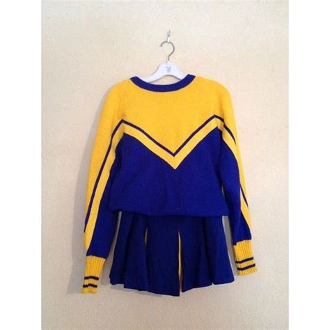 vintage cheerleader uniform blue gold sweater and skirt liked on polyvore featuring skirts