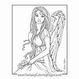 Coloring Angel Warrior Pages Adults Angels Fantasy Printable Gothic Fairies 6kb 400px Stress Drawings sketch template