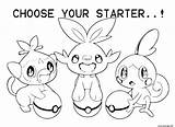 Scorbunny Sobble Grookey Printable Pokémon Coloringhome Fois Imprimé sketch template