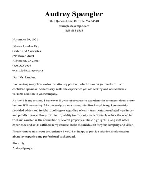 attorney cover letter examples