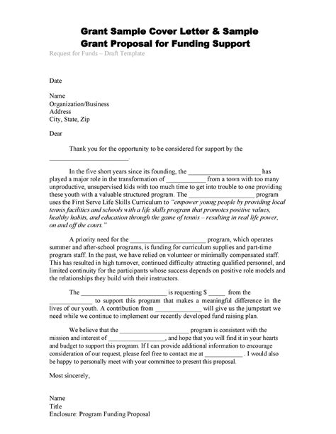 grant proposal cover letter template   write  proposal