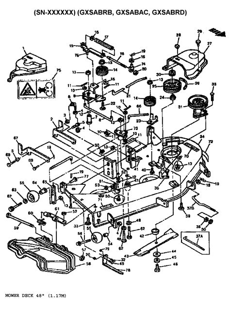 Mower Deck 48 1 17m Diagram And Parts List For Model 1646hydrogxsabre