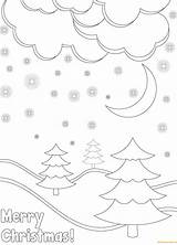 Landscape Christmas Pages Winter Coloring Santa Color Kids Coloringpagesonly sketch template