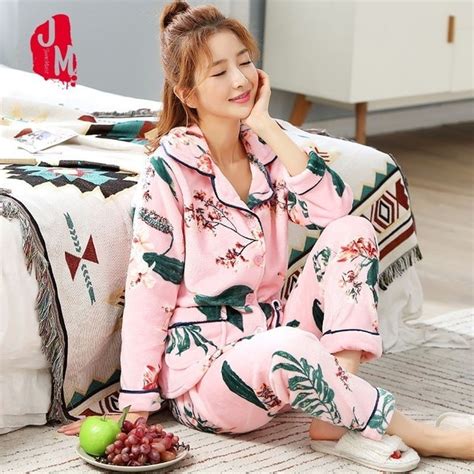 new sleep autumn pyjamas women winter print female pajama sets soft
