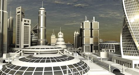 sci fi city 3d model wirecase