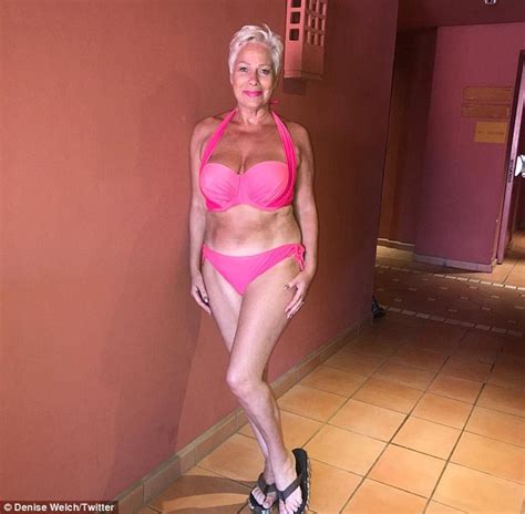 denise welch shows off her physique in saucy pink bikini