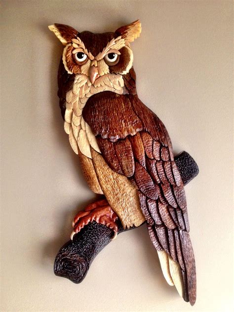 owl intarsia    carving added intarsia wood patterns