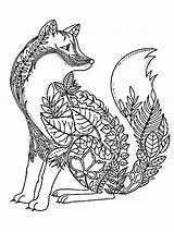 Fox Coloring Zentangle Pages Adult Ausmalbilder Template sketch template