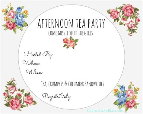 printable tea party invitations