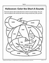 Halloween Color Short Worksheet Activity Sounds Words Print Printable Click sketch template