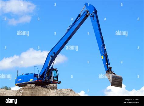 almere stad flevoland  netherlands june   hitachi crawler excavator working