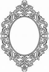 Mirror Coloring Template Frame Clipart Tattoo Frames Oval Borders Pages Digital Stencil Spiegel Outline Templates Colouring Stamps Tattoos April Vintage sketch template