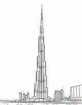 Burj Khalifa Dubai Coloring Sketch Drawing Uae Building Pages Drawings Arab Printable Supercoloring Buildings Famous Template Emirates Kids Architecture Al sketch template