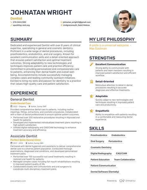 dentist resume examples   guide